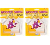 Happy Pet Wooden Bird Swing Natural Durable Indoor Sturdy Hanging Toy Cage Accessory Fun Playing Exercise Perch for Parrots Finches and Canaries 16cm (Pack of 2)
