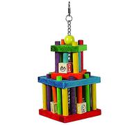 Happy Pet Wooden Building Block Maze Bird Toy Fun Interactive Playing Pecking Non Toxic Colourful Hanging Easy to Use for Caged Parrots Cockatiels