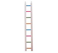 Happy Pet Wooden Multi Coloured 8 Step Ladder for Birds Durable Swinging Climbing Perch Fun Exercise Playing Cage Accessory for Parrots Cockatiels 61cm