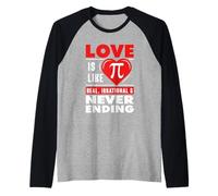 Happy Pi Day Funny Pi Day Love is Like Pi Never Ending Raglan Baseball Tee