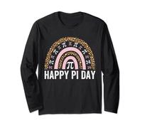 Happy Pi Day Teacher Rainbow Leopard Pi Math Lover 3.14 Pi Long Sleeve T-Shirt