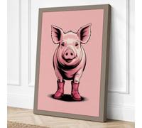 Happy Pig Cartoon Canvas Wall Art Print 30x20 Inch (76 x 51 cm)