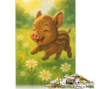 Happy Piglet in A Meadow Jigsaw Puzzles for Adults 1000 Piece High Challenging Puzzle Paper Jigsaw Gifts Puzzles Family Games 38x26cm/1000pcs