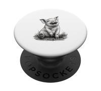 Happy Piglet Sketch Cute Realistic Animal Art PopSockets Adhesive PopGrip