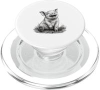 Happy Piglet Sketch Cute Realistic Animal Art PopSockets PopGrip for MagSafe
