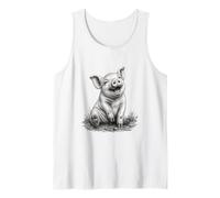 Happy Piglet Sketch Cute Realistic Animal Art Tank Top