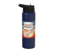 Happy Pills Cartoon Cats Pill Bottle Happiness Playful Cute Stainless Steel Insulated Water Bottle
