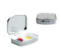 Happy Pills Pill Box Organizer-Travel Friendly Portable Happy Pills Case with Divider,Bling Metal