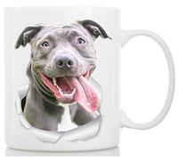 Happy Pit Bull Mug - Pitbull Ceramic Coffee Mug - Perfect Pitbull Gifts - Funny Cute Pit Bull Dog Coffee Mug for Dog Lovers and Owners (11oz)