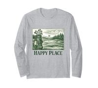 Happy Place Golf Retro Vintage Course Golfers Man Cave Gift Long Sleeve T-Shirt