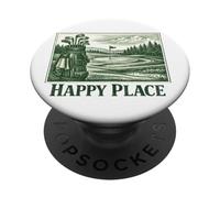 Happy Place Golf Retro Vintage Course Golfers Man Cave Gift PopSockets Adhesive PopGrip
