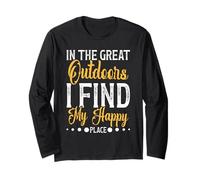 Happy Place Outdoors Camping Hikings Trails Camper Men Women Long Sleeve T-Shirt