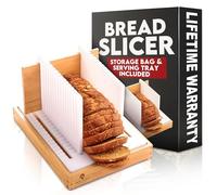 Happy Place Products Bread Slicer for Homemade Bread - Manual Bread Cutter & Sourdough Bread Slicer with Crumb Tray - Adjustable Bread Slicing Guide for Loaves, Bagels, Buns - Durable HDPE 12"x8"x6.5"