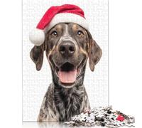 Happy Plott Hound Dog Wearing Santa Hat Puzzle 1000 Pieces Jigsaws Puzzles Wooden Puzzles Learning Educational Toy 1000pcs (75x50cm)