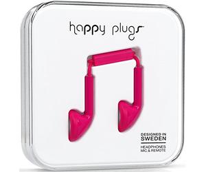 Happy Plugs Wired Earbud Earphones with In Line Remote and Microphone - Cerise