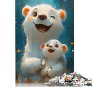 Happy Polar Bear Family Puzzles 500 Pieces for Teenagers Gifts Wooden Puzzle Jigsaws for Adults Puzzle for Adults And Teenager 500pcs (52x38cm)