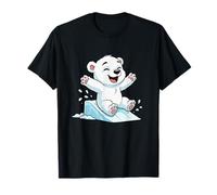 Happy Polar Bear Sliding On Ice Winter Joy T-Shirt