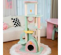 Happy & Polly 57.5" Cat Tree Extra Large Cats Tower Condo with Sisal Scratching Posts Luxury Cozy House Indoor Heavy Duty for Cats, Multi-Level Play Activities Platform Tall Perch, XL