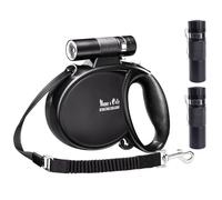 Happy & Polly Dog Lead Retractable 5m with Super Bright Light Detachable Torch For Christmas, Protective Bungee Leash and Hook, One Button Break & Lock Obtain patent protection