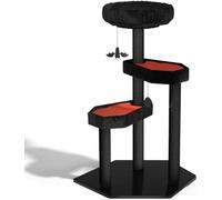 Happy & Polly Gothic Cat Tree with Coffin Bed - 104 cm Black Cat Tower with Soft Mats with Sisal Scratching Posts, Bat Hanging Ball, Multi-Level Play Activities Platform