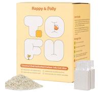 Happy & Polly Tofu Cat Litter - Fast Clumping, Flushable, Ultra Absorbent, Low Tracking, 100% Natural Raw Materials with Coconut Charcoal - 11 LB(5.5LB*2 Bags)