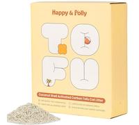 Happy & Polly Tofu Cat Litter - Fast Clumping, Flushable, Ultra Absorbent, Low Tracking, 100% Natural Raw Materials with Coconut Charcoal - 5.5 LB