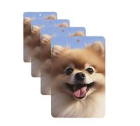 Happy pomeranian Car Air Freshener Cards Set of 4 Pieces Long Lasting Hanging Scented Cards Auto Aromatherapy Tablets Personalized Car Fresheners Gifts for Men Women - Lavender Scent