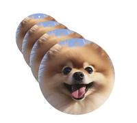 Happy pomeranian Car Air Fresheners Cards Set of 4 Pieces Personalized Car Fresheners Gifts for Men Women Auto Aromatherapy Tablets Hanging Scented Cards for Wardrobe Bathroom
