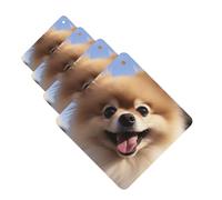 Happy pomeranian Car Air Fresheners Cards Set of 4 Pieces Personalized Car Fresheners Gifts for Men Women Auto Aromatherapy Tablets Hanging Scented Cards for Wardrobe Bathroom