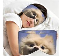 Happy Pomeranian Printed, Sleep Mask for Home Travel, Full Eye Covers Light Blocking Eye Mask Sleep Eye and Ear Muffs