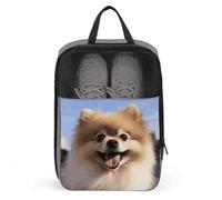 Happy Pomeranian Shoe Bag Travel Shoe Organizer Water-Resistant Shoe Pouch with Zipper Sneaker Dust Bag, gray, One Size, Modern
