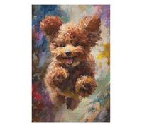 Happy Poodle Painting -1 Wooden Picture Puzzle for Adults, 1000 PCS