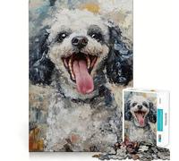 Happy Poodle Painting 1000 Piece Jigsaw Puzzles- Reason Skill Smooth Joint Happy Challenge (38x26cm)