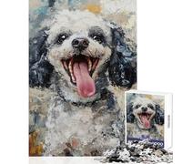 Happy Poodle Painting Jigsaw for Adults1000 Pieces Strengthen Mind Clarity And Sharpness Calm Serene Leisure Activity (38x52cm)