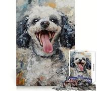 Happy Poodle Painting Jigsaw Puzzles for Adults 1000 Pieces Recall Enhancer Creative Play Pattern Build Birthday Gift (50x75cm)