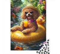 Happy Poodle Tropical River Float 1000 Piece Jigsaw Puzzle Paper for Adults Summer Relaxation Puzzle Game for Family Home Decor Gift 70x50cm/1000pcs