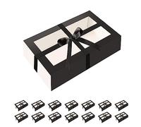 HAPPY POTATO 15 Pack Macaron Boxes for 12, 7.2×4×1.9 Inches, Macaron Packaging Boxes, Black Macaron Boxes with Clear Window, Macaron Container Packaging Boxes with Ribbon