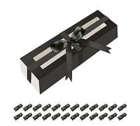 HAPPY POTATO 25 Pack Macaron Boxes for 6, 7.2×1.9×1.9 Inches, Macaron Packaging Boxes, Black Macaron Boxes with Clear Window, Macaron Container Packaging Boxes with Ribbon