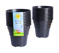 Happy Pots - 12.5cm Gloss Black - Pack of 20 Premium Plastic Plant Pots - Reusable Flower Pots for Indoor/Outdoor Home Décor Gardening - Round, Heavy Duty, UV Resistant, Recyclable - Made in UK