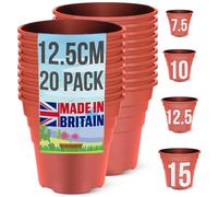 Happy Pots - 12.5cm Gloss Terracotta - Pack of 20 Premium Plastic Plant Pots - Reusable Flower Pots for Indoor/Outdoor Home Décor Gardening - Round, Heavy Duty, UV Resistant, Recyclable - Made in UK