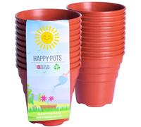 Happy Pots - 7.5cm Gloss Terracotta - Pack of 20 Premium Plastic Plant Pots - Reusable Flower Pots for Indoor/Outdoor Home Décor Gardening - Round, Heavy Duty, UV Resistant, Recyclable - Made in UK