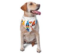 Happy Pride Gnome Print Dog Bandana Scarf Adjustable Triangle Pet Bib Cat Kerchief Washable Puppy Neckerchief for Birthday Holiday Party