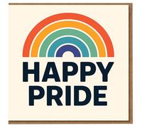 Happy Pride Rainbow Greeting Card - Bold Retro Rainbow Design - LGBTQ+ Celebration Card for Pride Month, Friends and Loved Ones