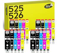 Happy Printer 20 XL cartridges compatible with Canon PGI-525 / CLI-526 for Pixma IP4850 IP4950 IX6550 MG5140 MG5150 MG5240 MG5250 MG5300 MG5340 MG5350 MX715 MX885 MX895