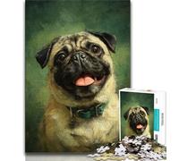 Happy Pug Puzzles for Adults Teens 1000pc Puzzle,Help The Brain Exercise Addictive Toys to Cultivate Patience A Work of Art (38x26cm)