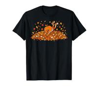 Happy Pumpkin in Autumn Leaves Fall Season Graphic T-Shirt