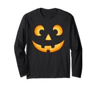 Happy Pumpkin Smile Halloween Men Women Jack O Lantern Face Long Sleeve T-Shirt