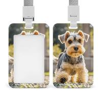 Happy Puppy Id Badge Holder with Lanyard, Clear Vertical Card Protector Waterproof, Breakaway Safety Neck Strap, Heavy Duty Name Tag Holder for Nurse Teacher Officer Staff Women Men