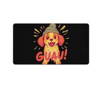 Happy Puppy in Knitted Hat Gaming Mouse Pad Computer Laptop Desk Mat Rubber Base Large Mousepad