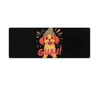 Happy Puppy in Knitted Hat Gaming Mouse Pad Computer Laptop Desk Mat Rubber Base Large Mousepad